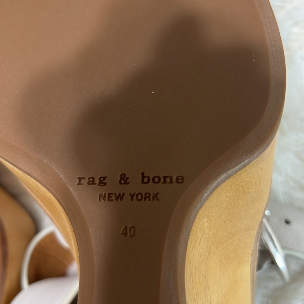 Rag & Bone Santiago Wedge Sandals Sz 40 Antique White, New,Cross-Strap Platform - Picture 10 of 12